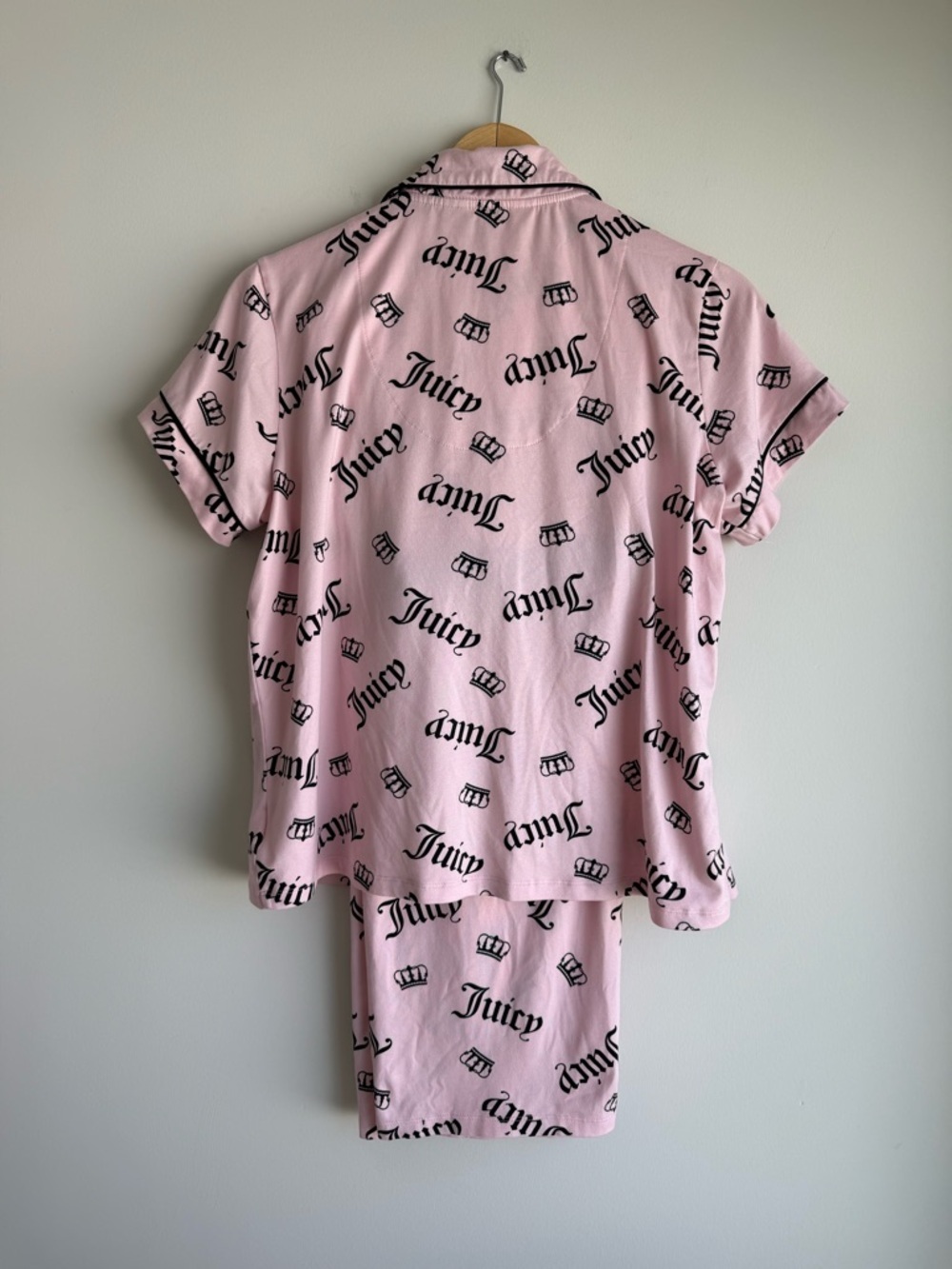Juicy Couture Pink Logo Pajama Set Crown Print Y2K Size L - Picture 2 of 9